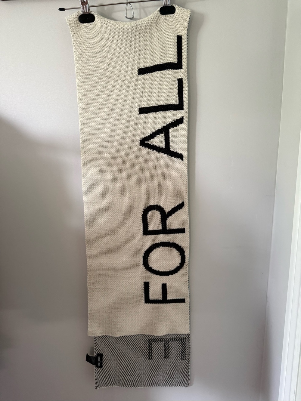 Ivory and Black 'FOR ALL WHO CARE' Knit Scarf